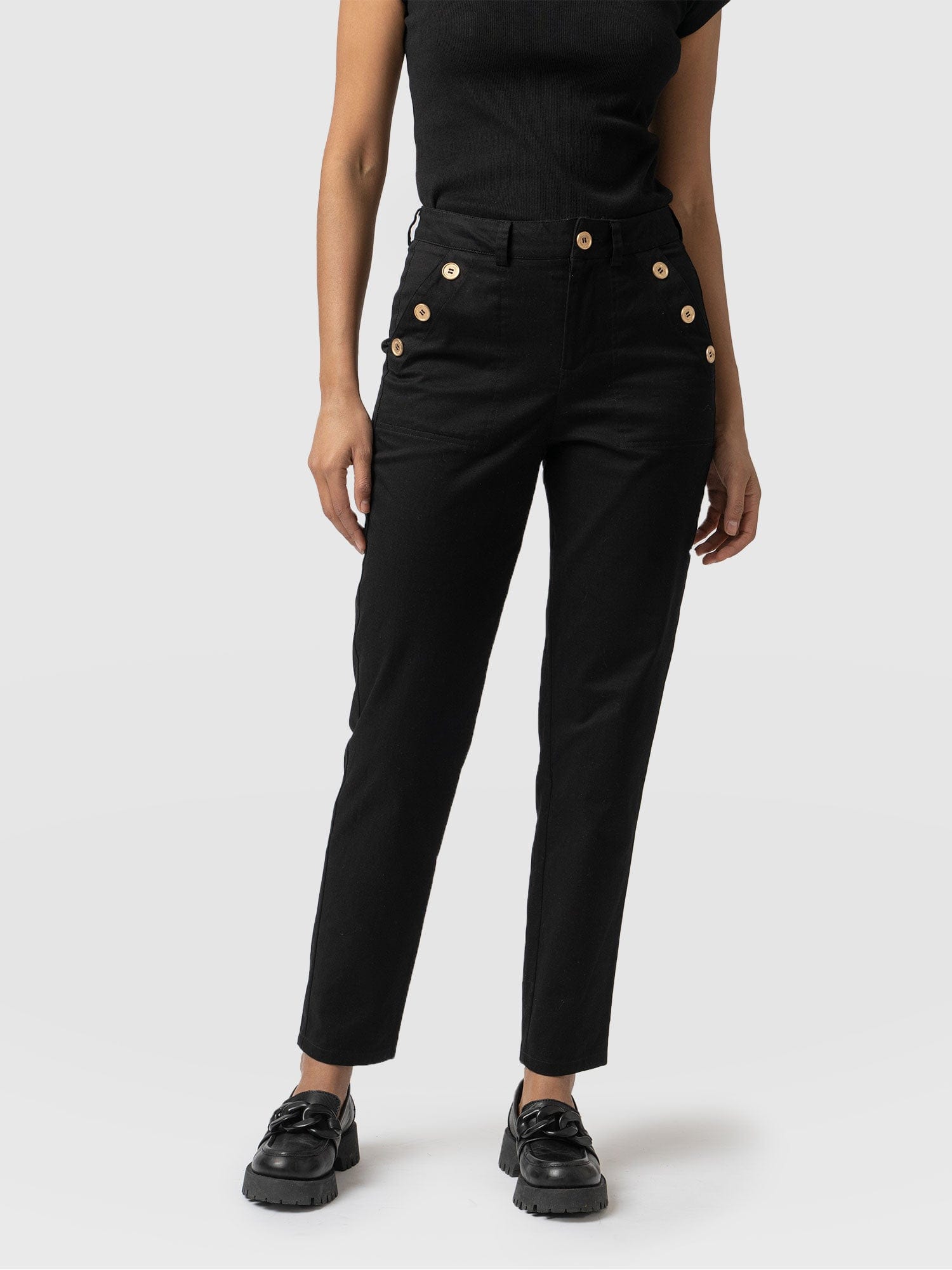 Gwen Chino Black - Women's Trousers | Saint + Sofia® EU